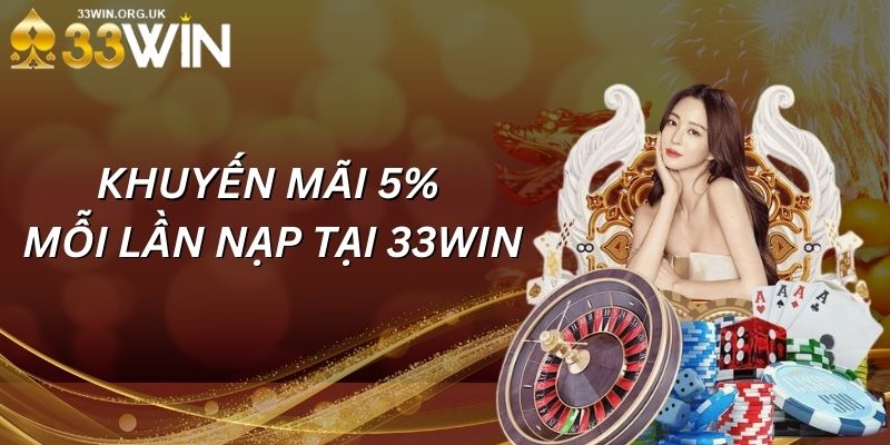 Chi tiết khuyến mãi 5% mỗi lần nạp tại 33win 